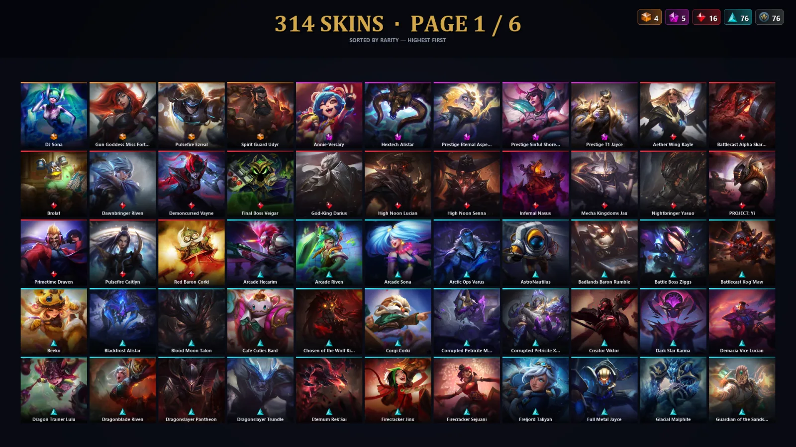 [LoL] | NA | Level 266 | 173 Champions | 282 Skins | 44,966 BE
