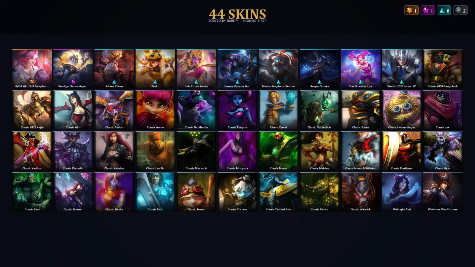 [LoL] | TR | Level 30 | 54 Champions | 44 Skins