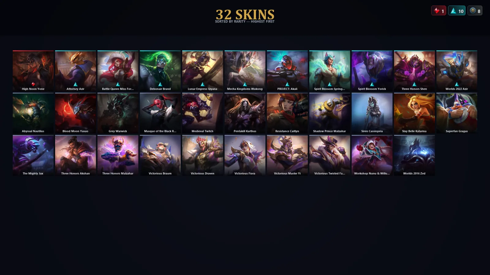 [LoL] | TR | Level 30 | Grandmaster | 127 Champions | 32 Skins | 52,545 BE