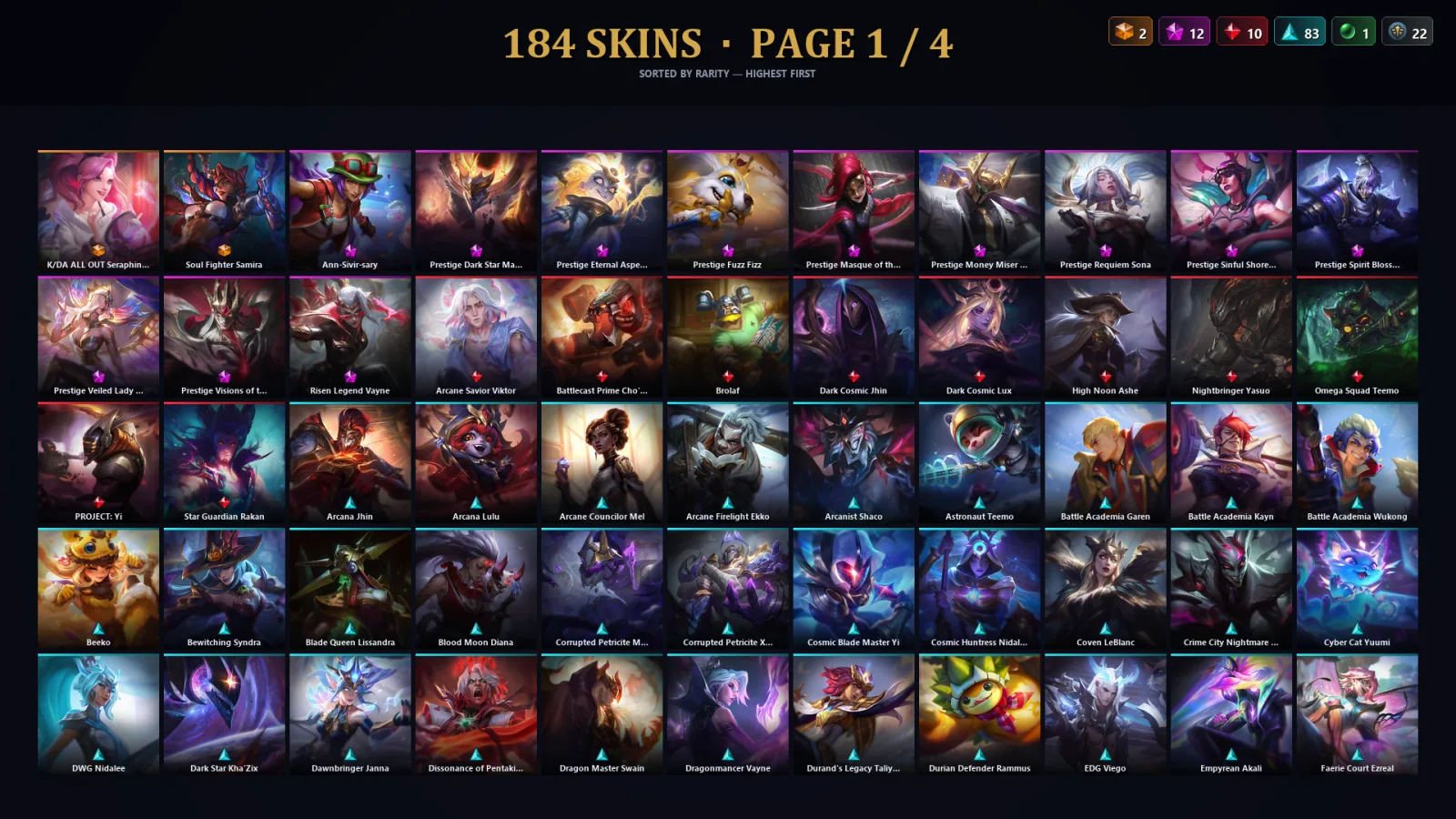 [LoL] | TR | Level 295 | Emerald IV | 118 Champions | 184 Skins | 48,954 BE