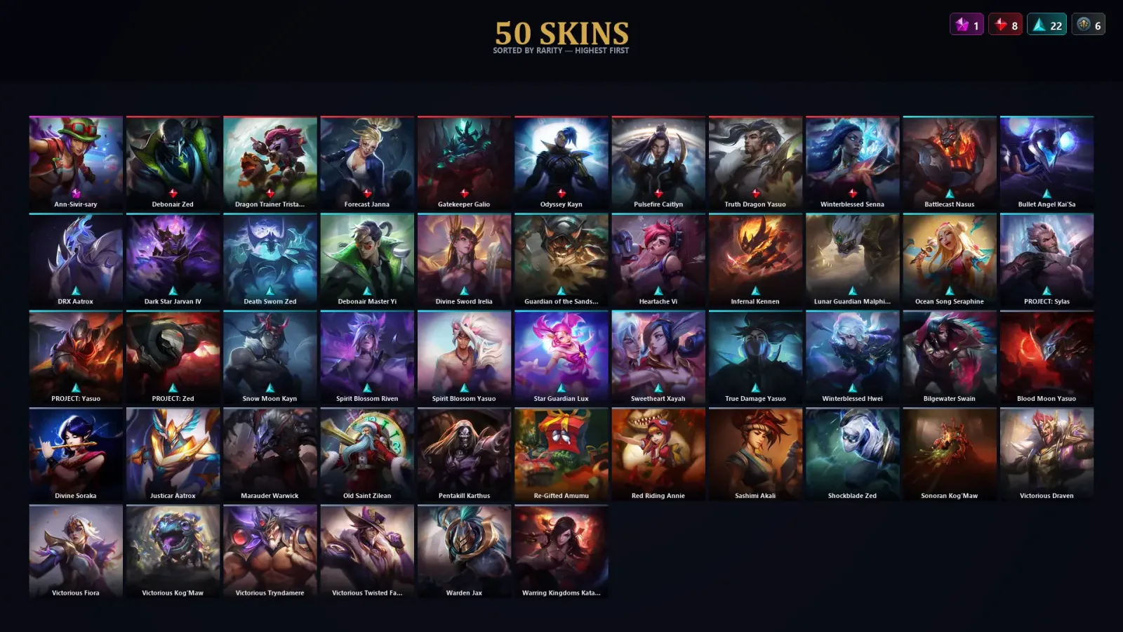 [LoL] | TR | Level 170 | Gold IV | 155 Champions | 50 Skins — LoL account