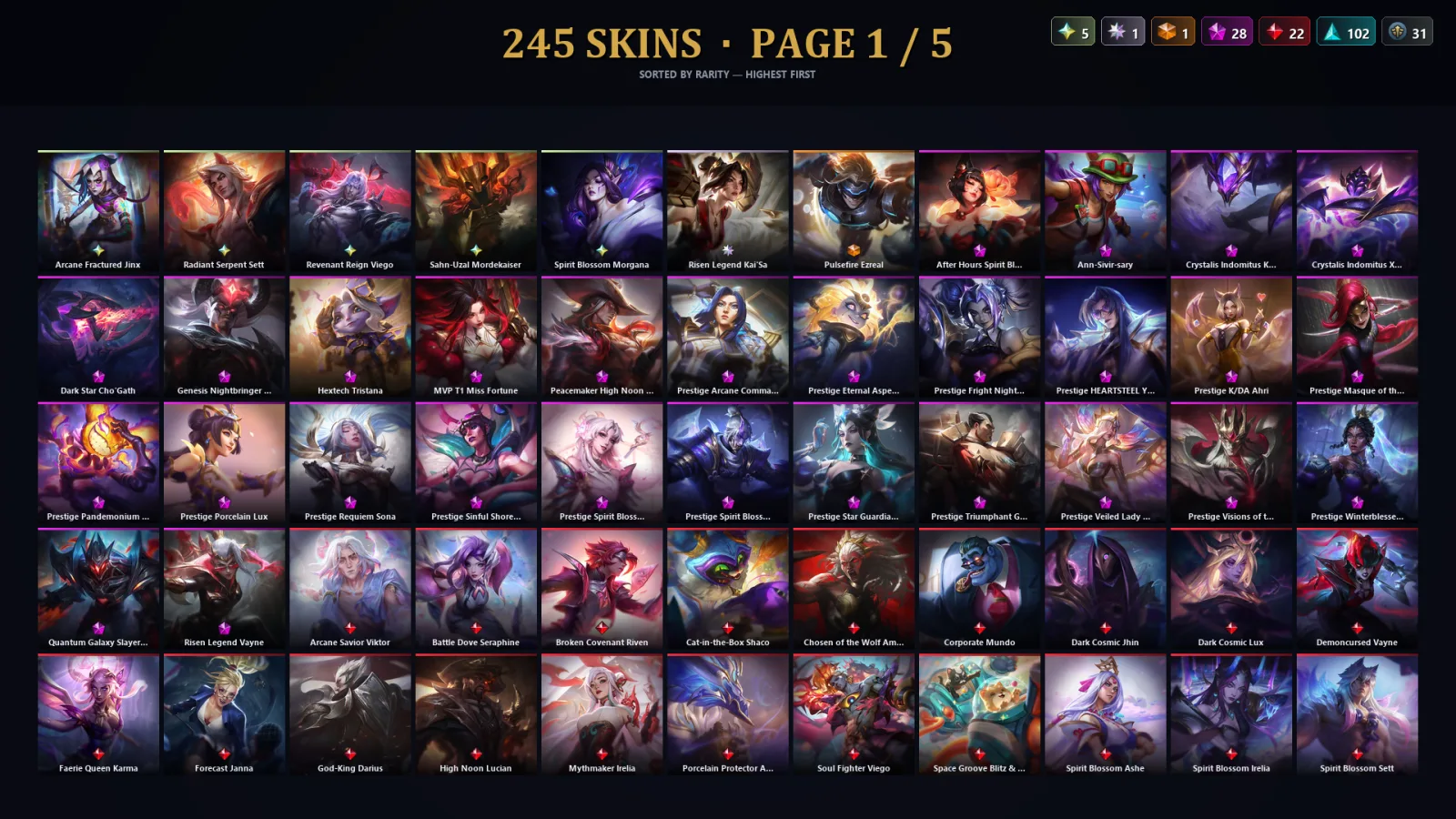 [LoL] | TR | Level 211 | Emerald III | 173 Champions | 245 Skins | 43,417 BE