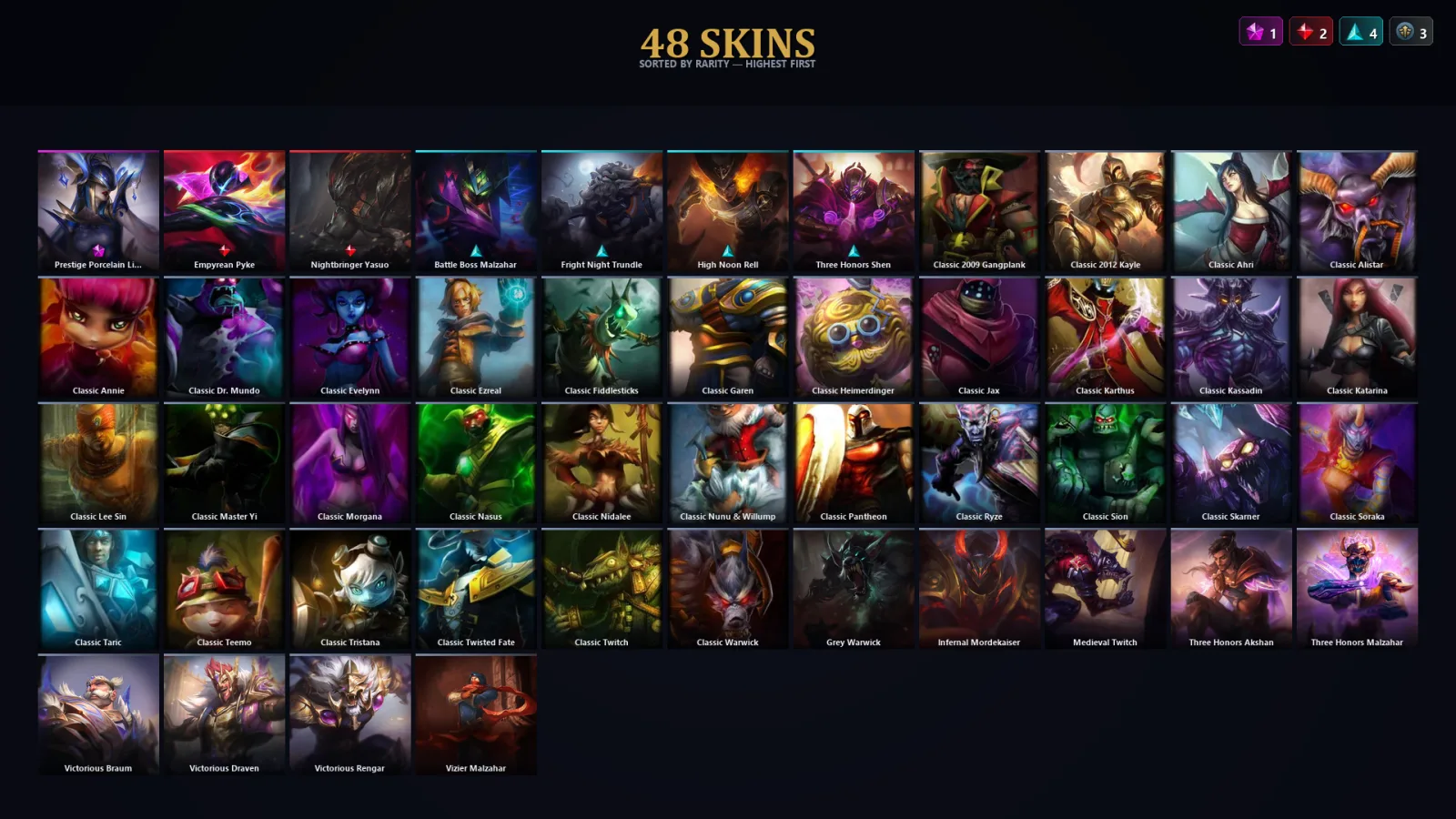 [LoL] | TR | Level 64 | Platinum I | 105 Champions | 48 Skins | 10,642 BE
