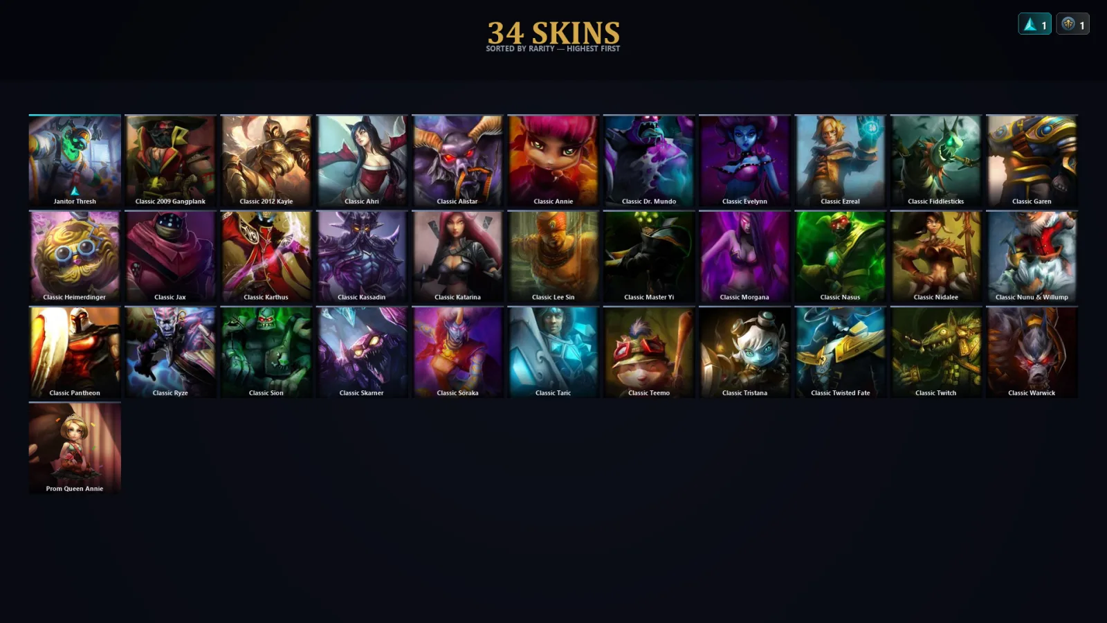 [LoL] | EUW | Level 33 | 33 Champions | 34 Skins | 11,700 BE