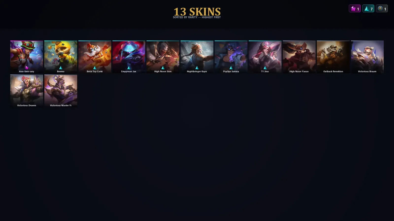 [LoL] | EUW | Level 53 | Platinum III | 89 Champions | 13 Skins | 12,226 BE — LoL account