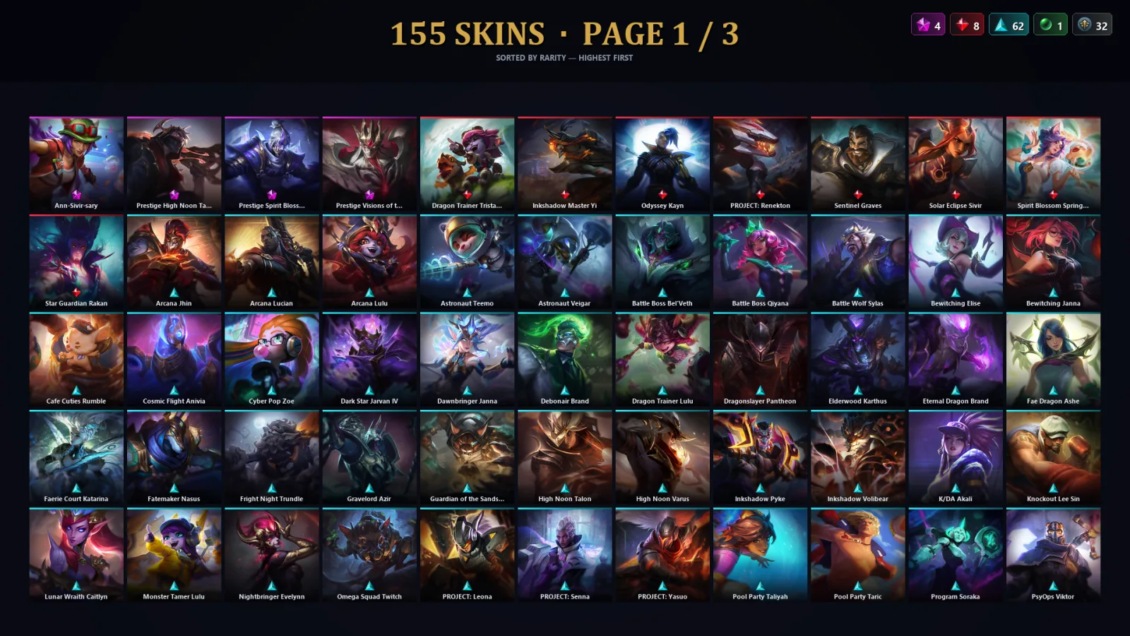 [LoL] | TR | Level 148 | Emerald IV | 173 Champions | 155 Skins | 28,586 BE