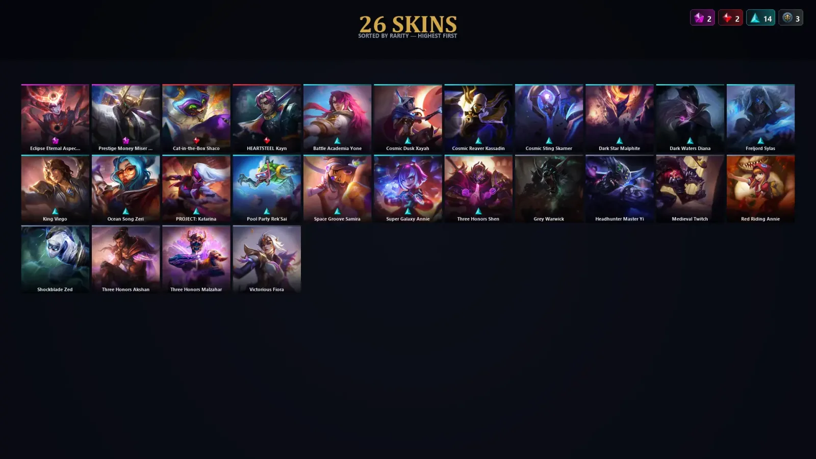 [LoL] | TR | Level 60 | Diamond III | 85 Champions | 26 Skins
