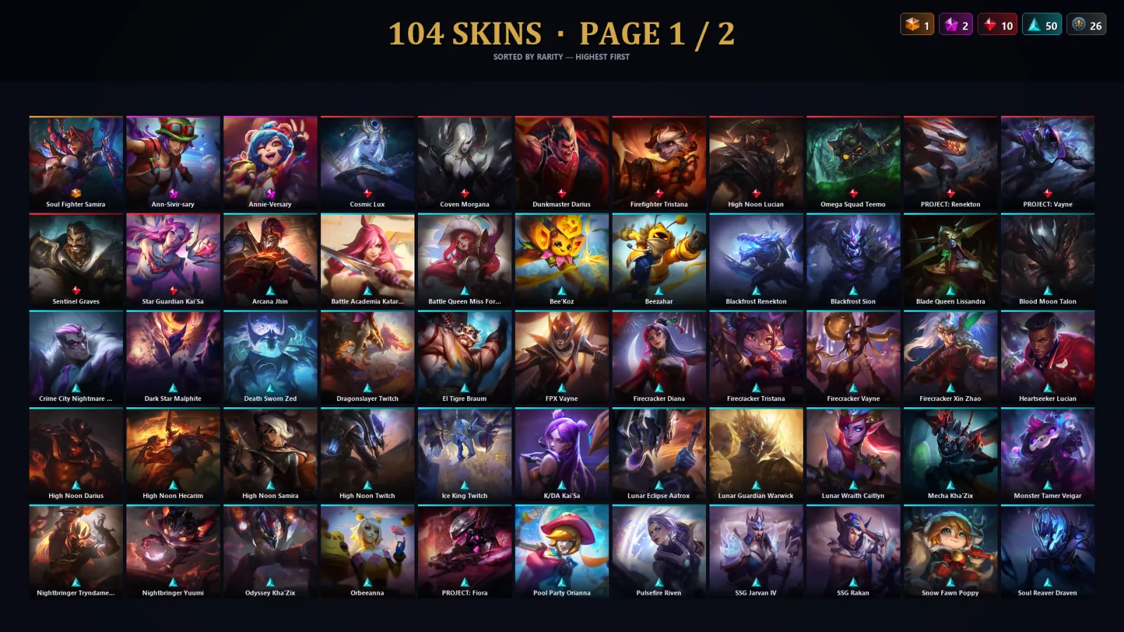 [LoL] | TR | Level 271 | Emerald III | 159 Champions | 104 Skins | 20,851 BE