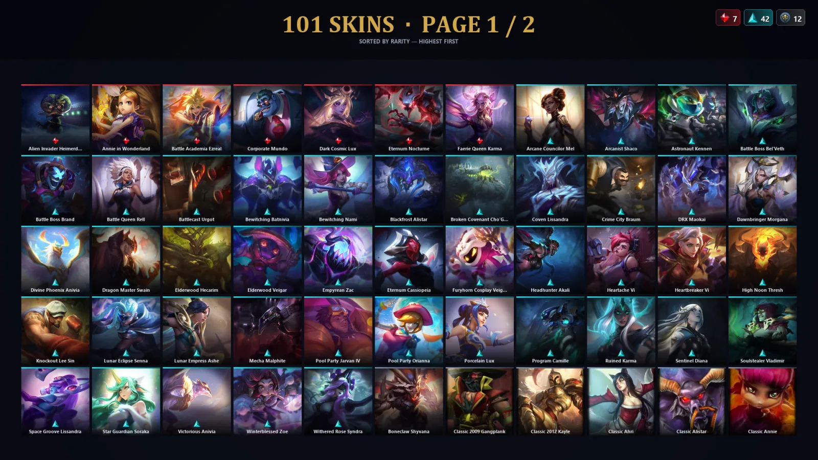 [LoL] | TR | Level 152 | Diamond IV | 173 Champions | 101 Skins | 25,635 BE