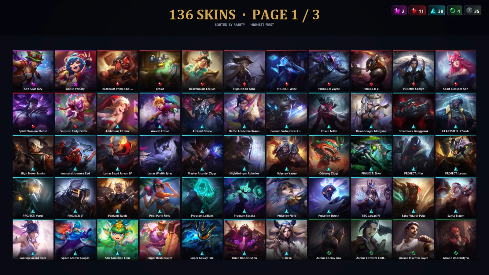 [LoL] | TR | Level 376 | Platinum IV | 173 Champions | 136 Skins | 116,021 BE