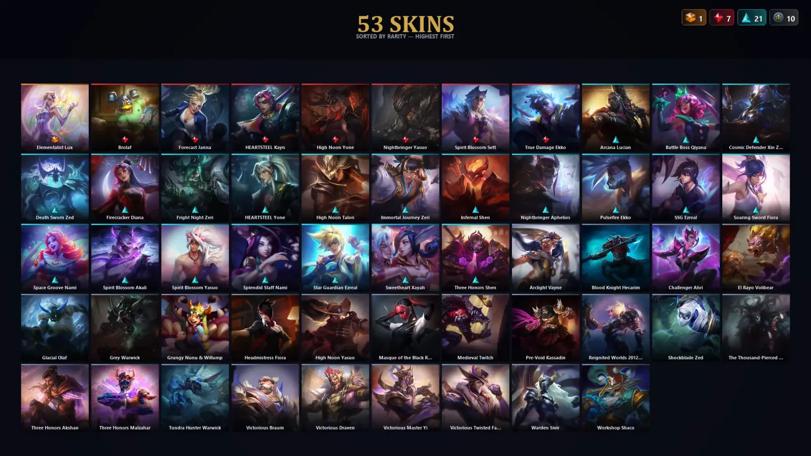 [LoL] | TR | Level 108 | Emerald IV | 154 Champions | 53 Skins