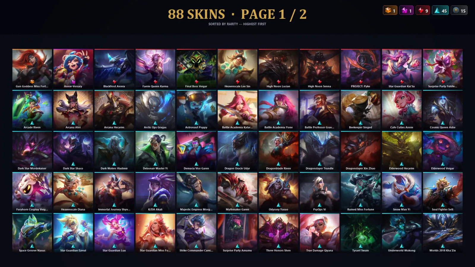 [LoL] | TR | Level 267 | Diamond IV | 173 Champions | 88 Skins | 83,492 BE