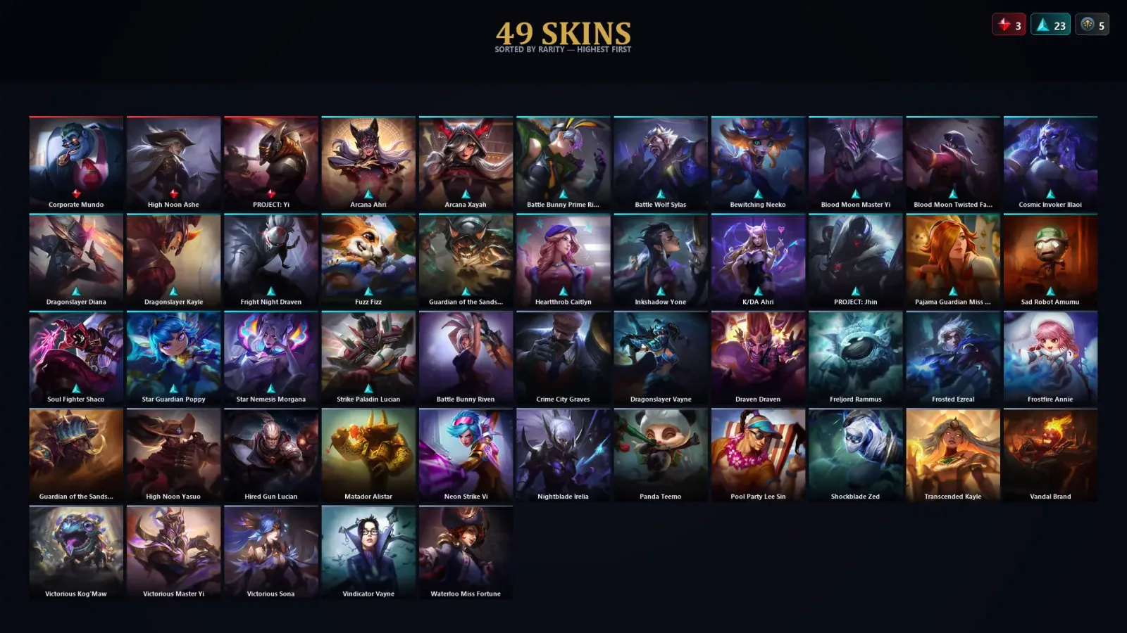 [LoL] | TR | Level 44 | 100 Champions | 49 Skins — LoL account