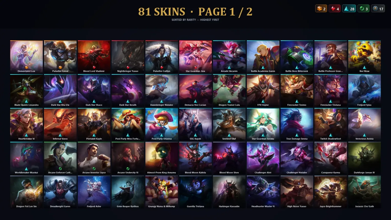 [LoL] | TR | Level 273 | Gold III | 138 Champions | 81 Skins | 129,644 BE — LoL account