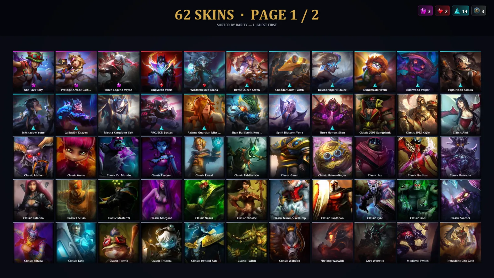 [LoL] | TR | Level 69 | Diamond III | 112 Champions | 62 Skins