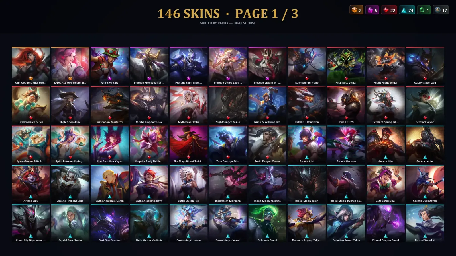 [LoL] | TR | Level 249 | Emerald III | 173 Champions | 146 Skins