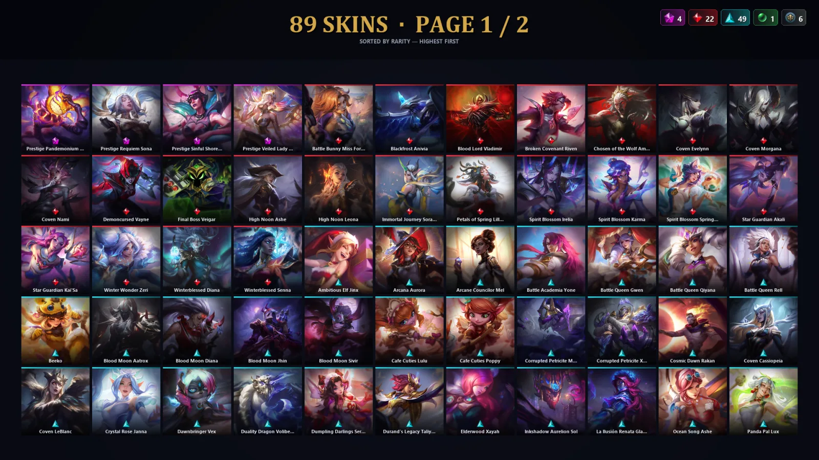 [LoL] | TR | Level 30 | Challenger | 83 Champions | 89 Skins | 47,527 BE
