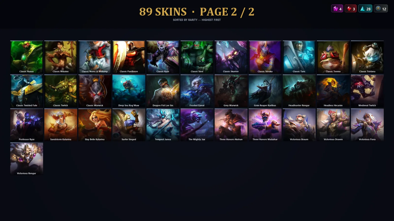 [LoL] | TR | Level 119 | Diamond I | 138 Champions | 89 Skins | 10,761 BE