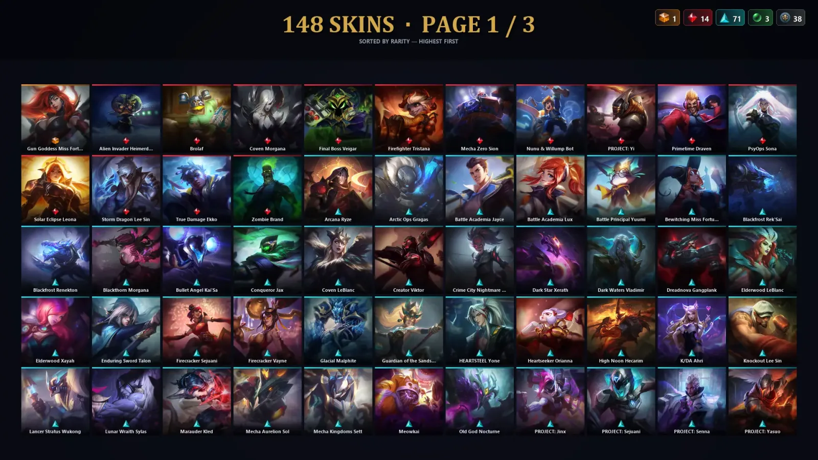 [LoL] | EUW | Level 262 | 172 Champions | 148 Skins | 52,889 BE — LoL account