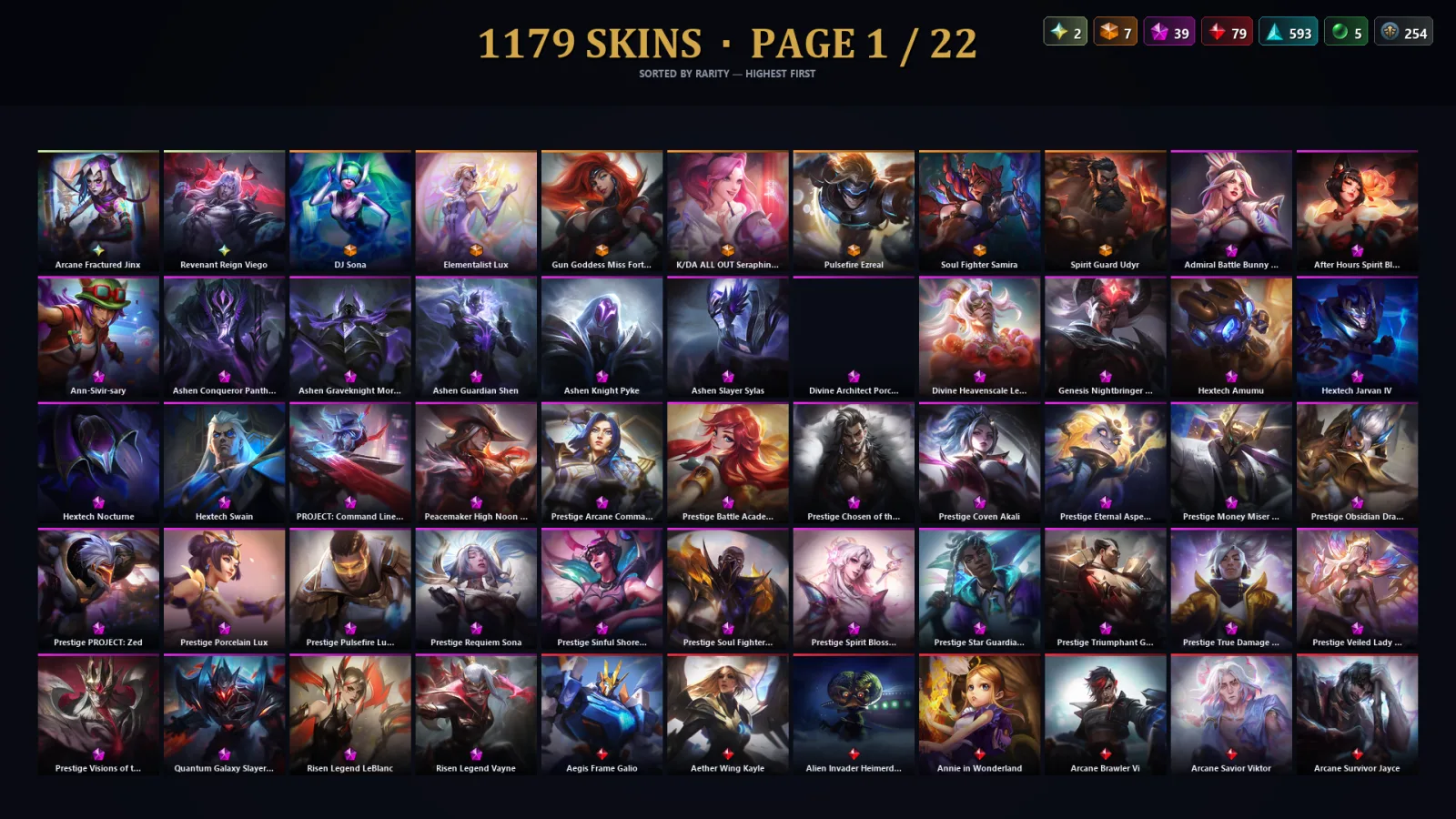 [LoL] | NA | Level 385 | 173 Champions | 1179 Skins | 75,205 BE