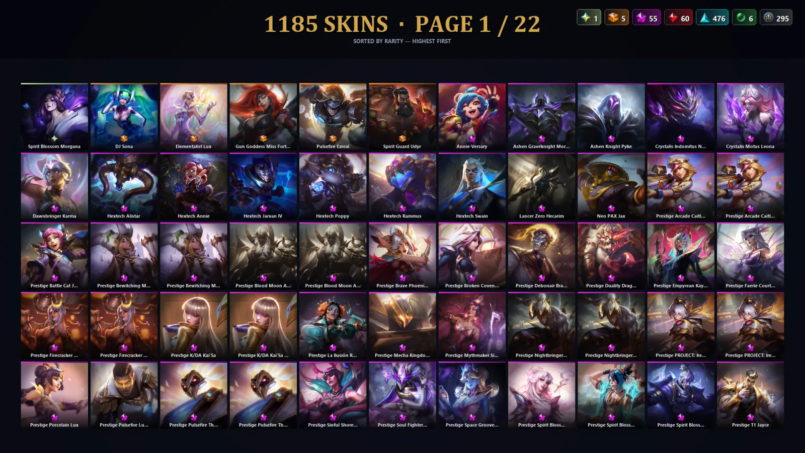 [LoL] | EUW | Level 500 | 173 Champions | 1153 Skins | 43,186 BE