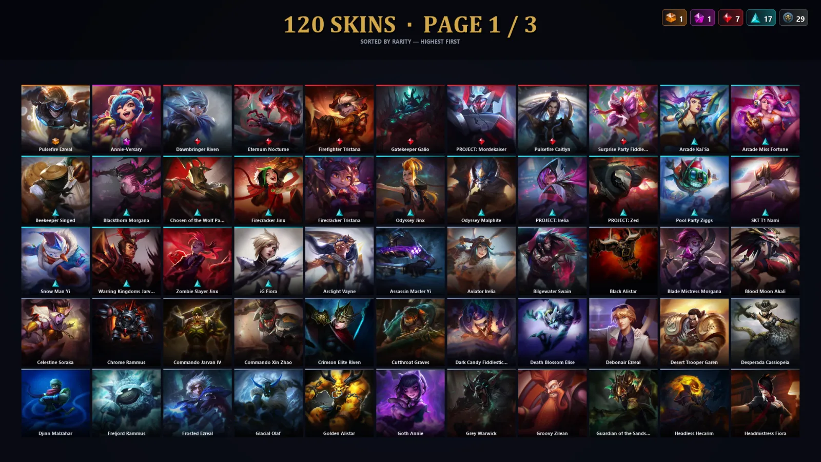 [LoL] | TR | Level 107 | Platinum III | 160 Champions | 120 Skins | 11,748 BE — Skt T1 Vayne