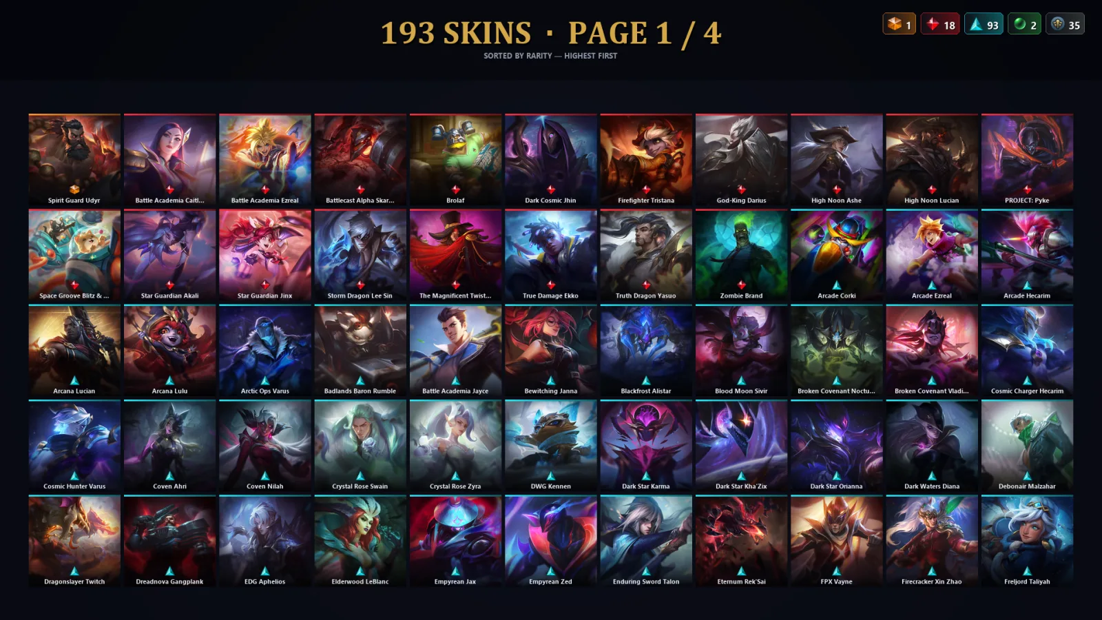 [LoL] | TR | Level 347 | Emerald II | 173 Champions | 161 Skins | 40,977 BE