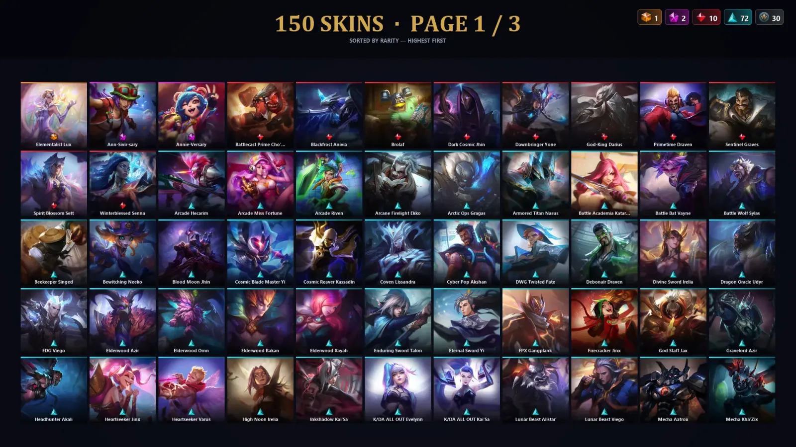 [LoL] | TR | Level 322 | 173 Champions | 150 Skins | 29,073 BE — LoL account