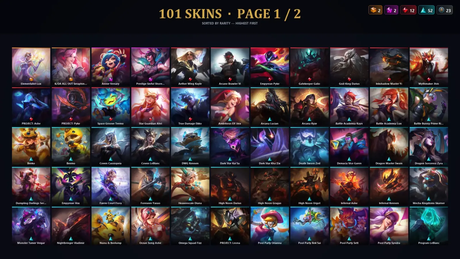 [LoL] | TR | Level 83 | Emerald IV | 144 Champions | 101 Skins