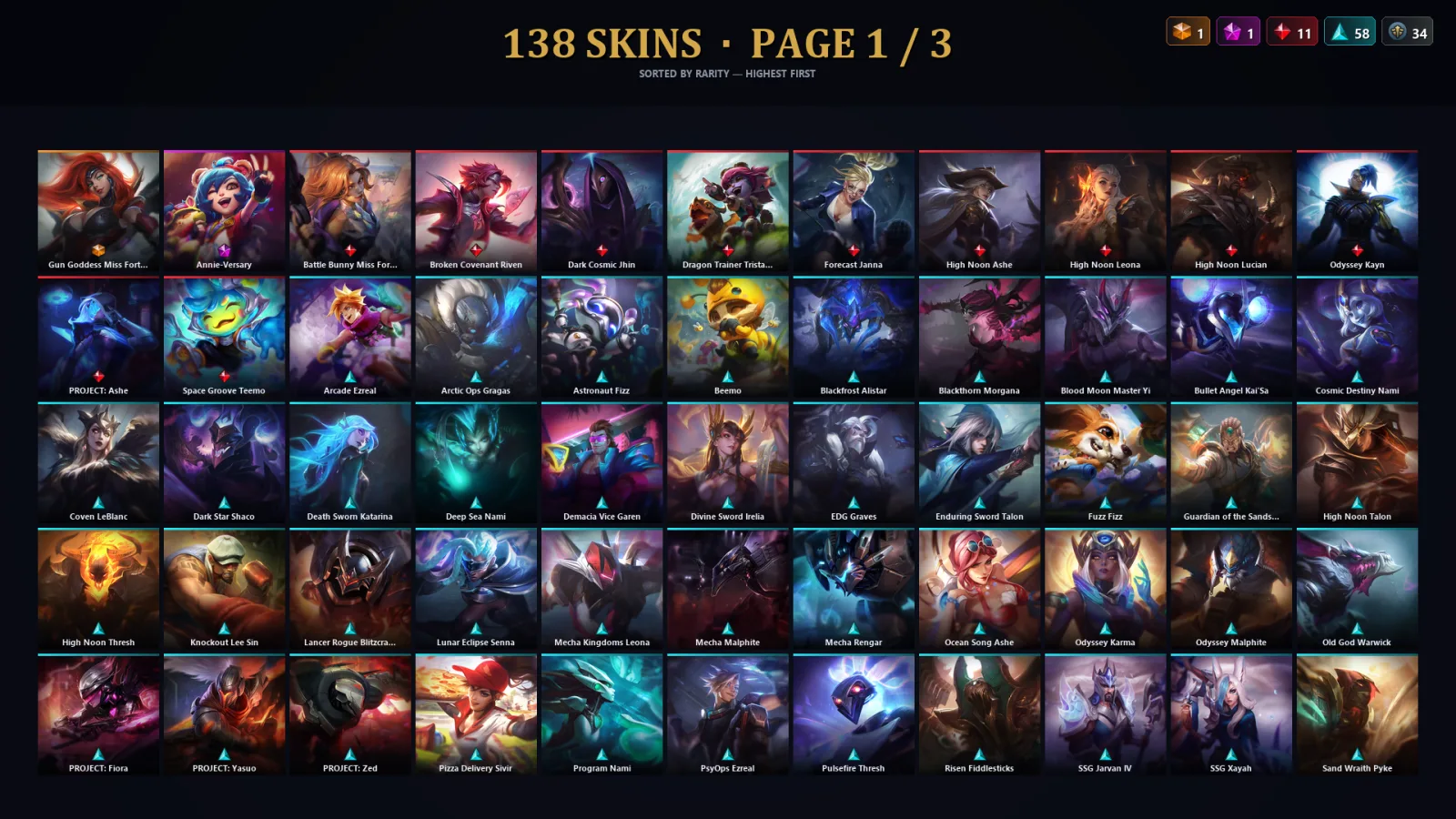 [LoL] | TR | Level 461 | Platinum IV | 173 Champions | 138 Skins | 74,386 BE