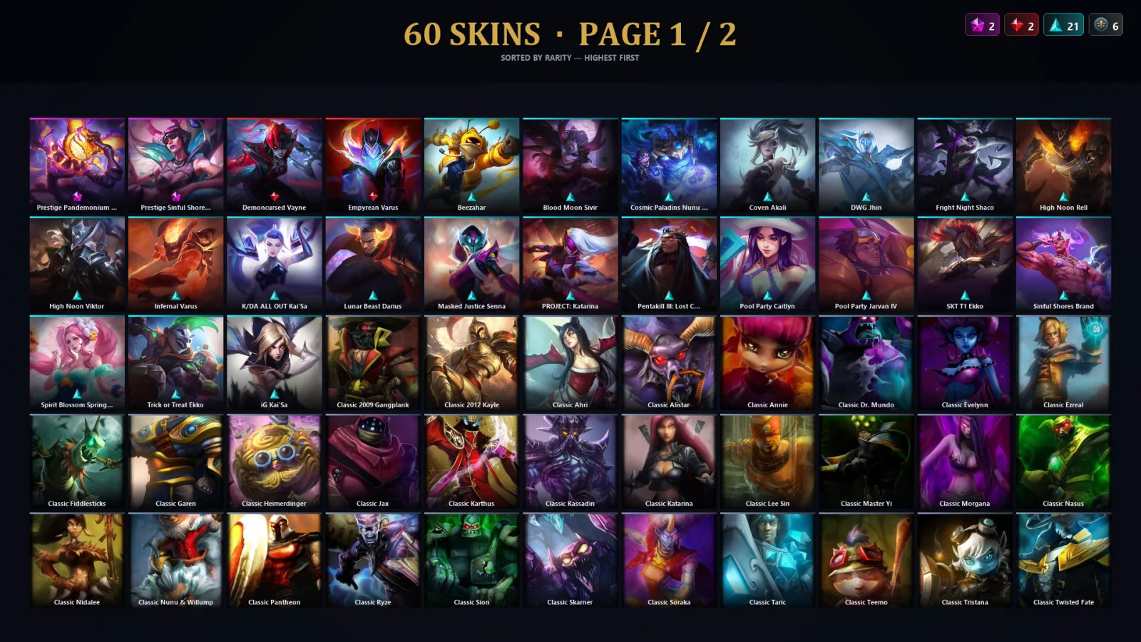 [LoL] | TR | Level 68 | Gold IV | 123 Champions | 60 Skins | 10,321 BE