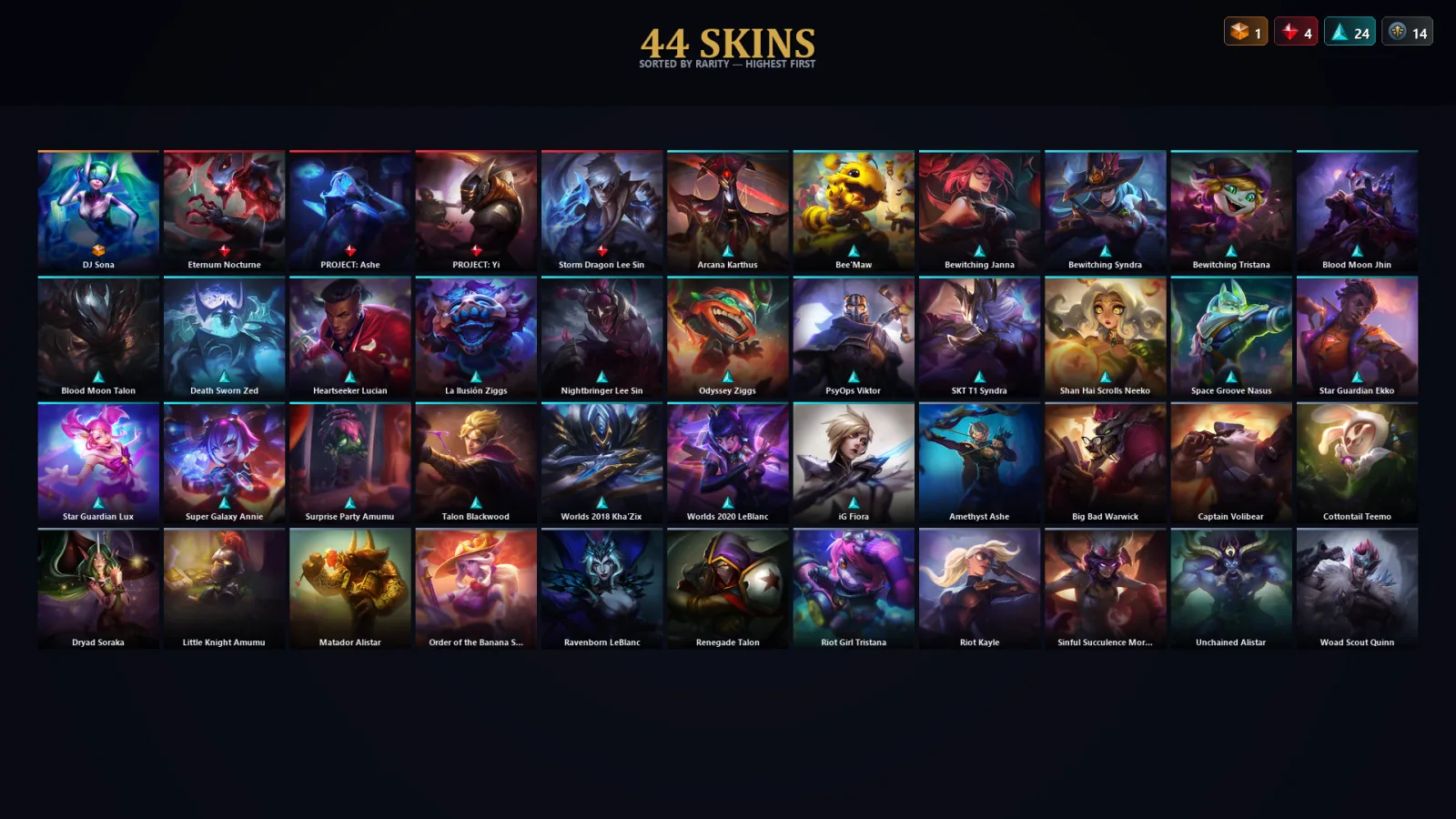 [LoL] | EUW | Level 45 | Gold IV | 70 Champions | 44 Skins