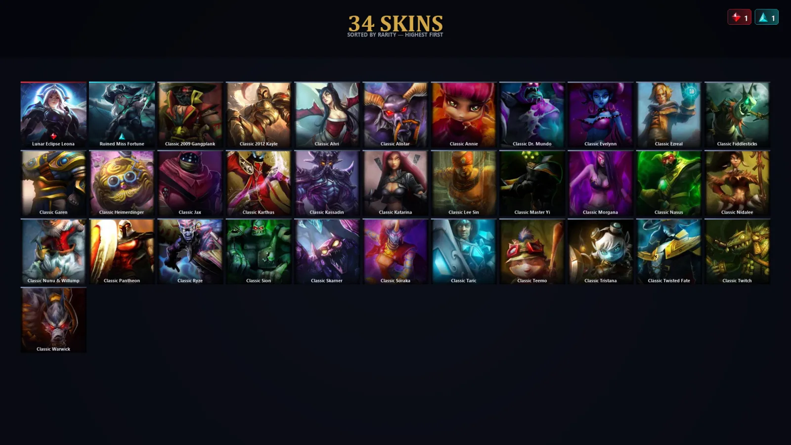 [LoL] | EUW | Level 34 | Bronze IV | 28 Champions | 34 Skins | 11,945 BE