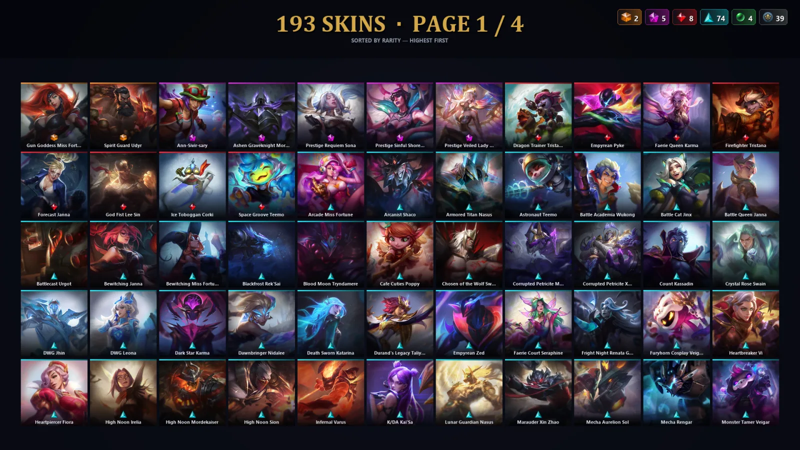 [LoL] | TR | Level 403 | Silver II | 173 Champions | 193 Skins | 133,482 BE