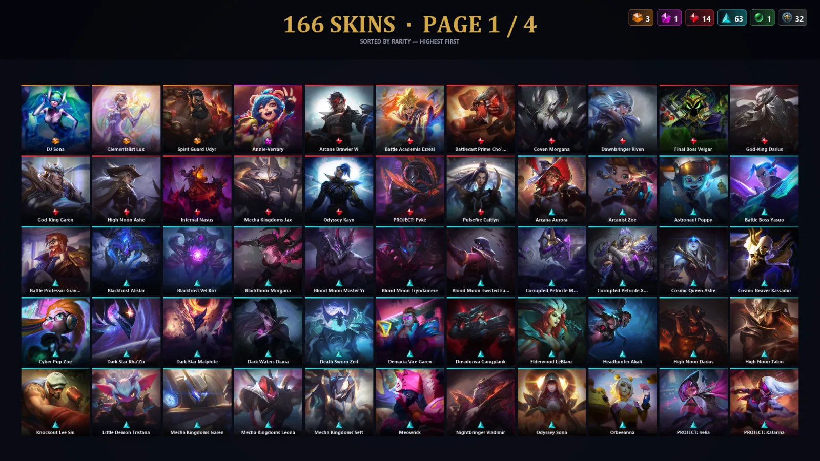 [LoL] | TR | Level 312 | Emerald IV | 127 Champions | 166 Skins | 31,989 BE