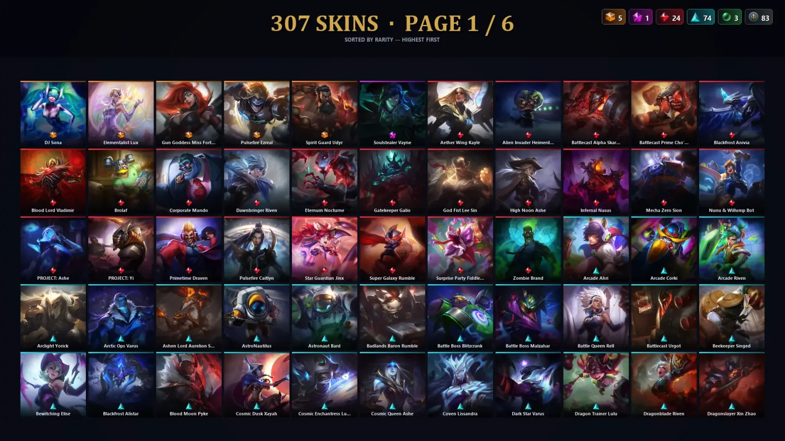 [LoL] | EUW | Level 186 | 171 Champions | 307 Skins — LoL account