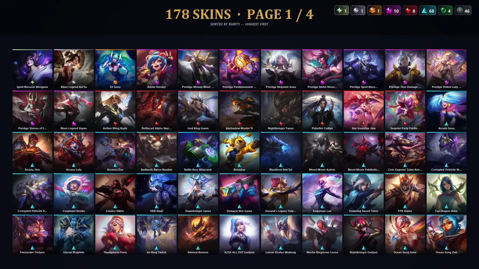 [LoL] | EUW | Level 412 | Gold III | 172 Champions | 178 Skins — LoL account