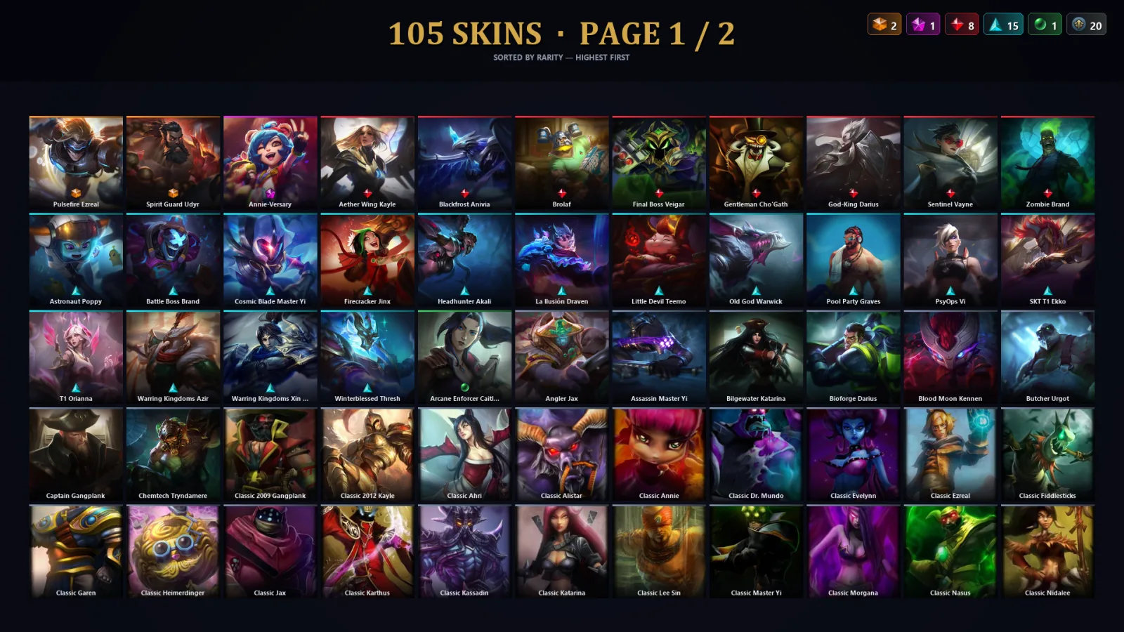 [LoL] | TR | Level 152 | 173 Champions | 73 Skins | 10,356 BE — LoL account
