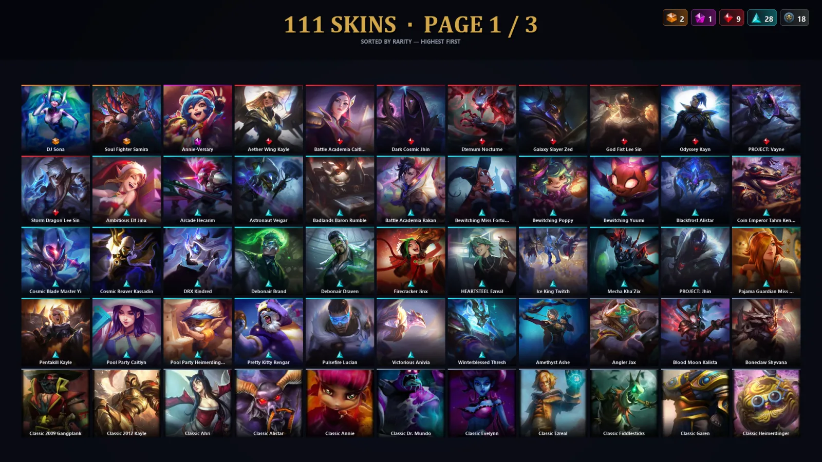 [LoL] | TR | Level 256 | Diamond III | 164 Champions | 111 Skins | 116,345 BE