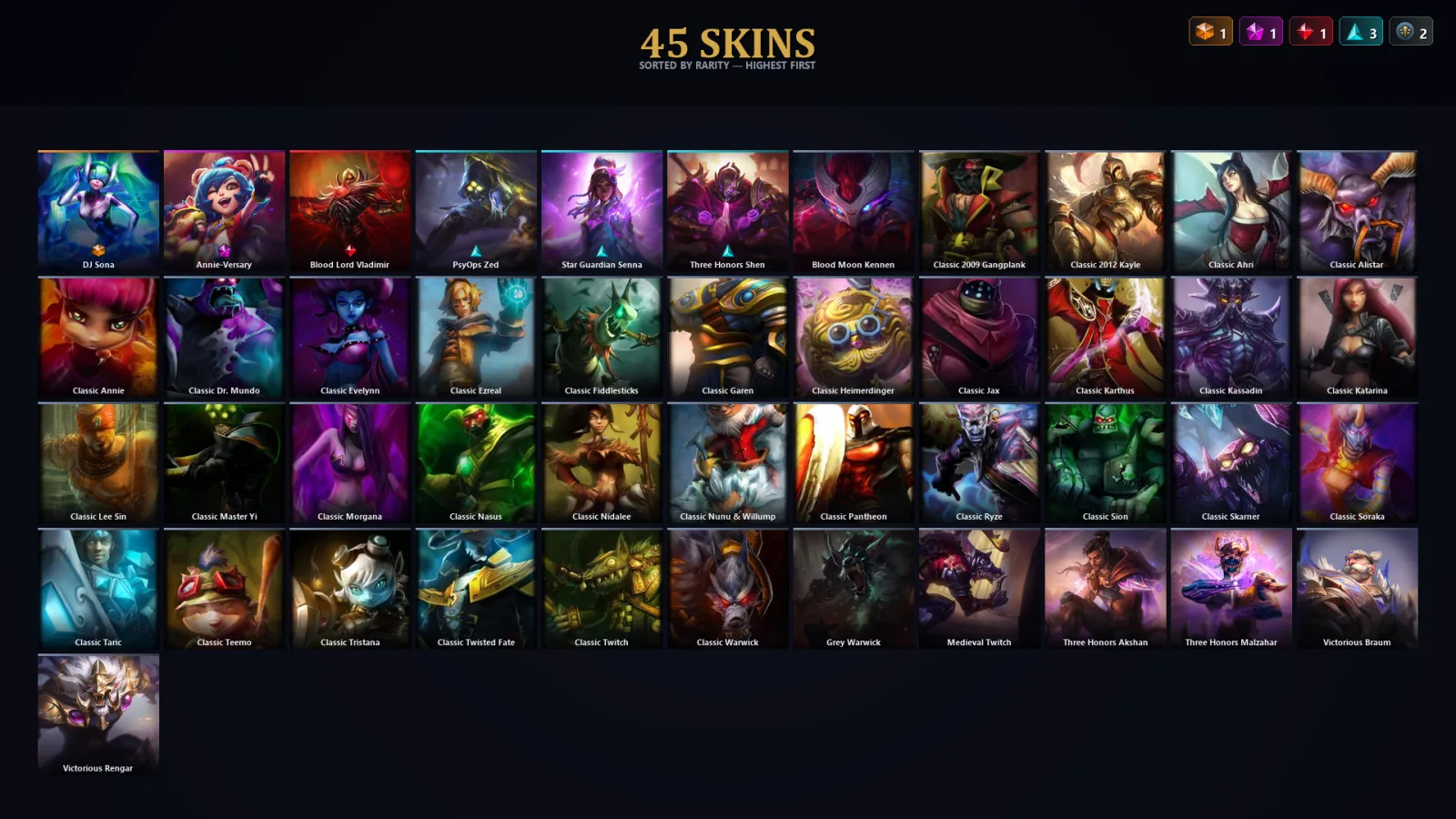 [LoL] | TR | Level 45 | Emerald IV | 95 Champions | 45 Skins