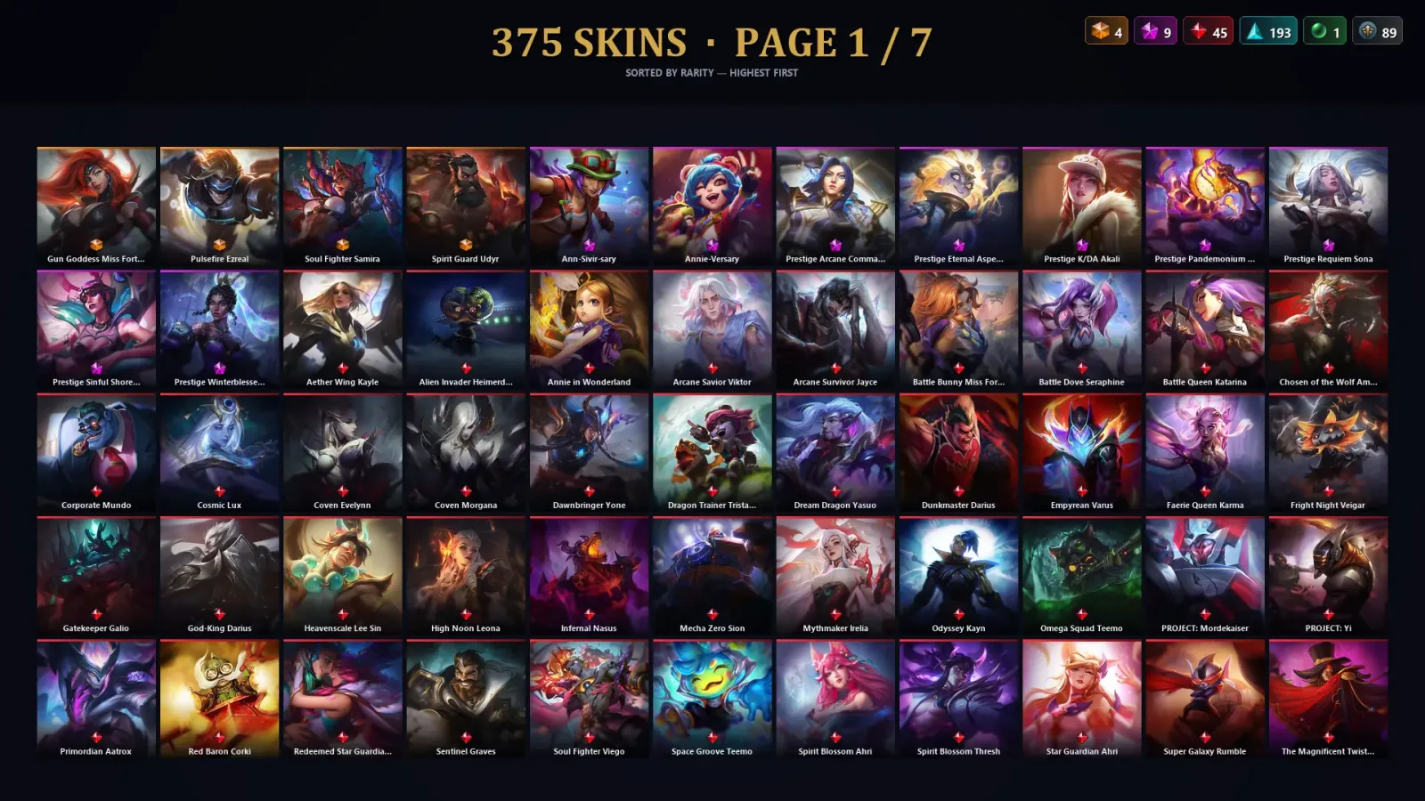 [LoL] | TR | Level 417 | Emerald IV | 172 Champions | 375 Skins | 32,387 BE — LoL account