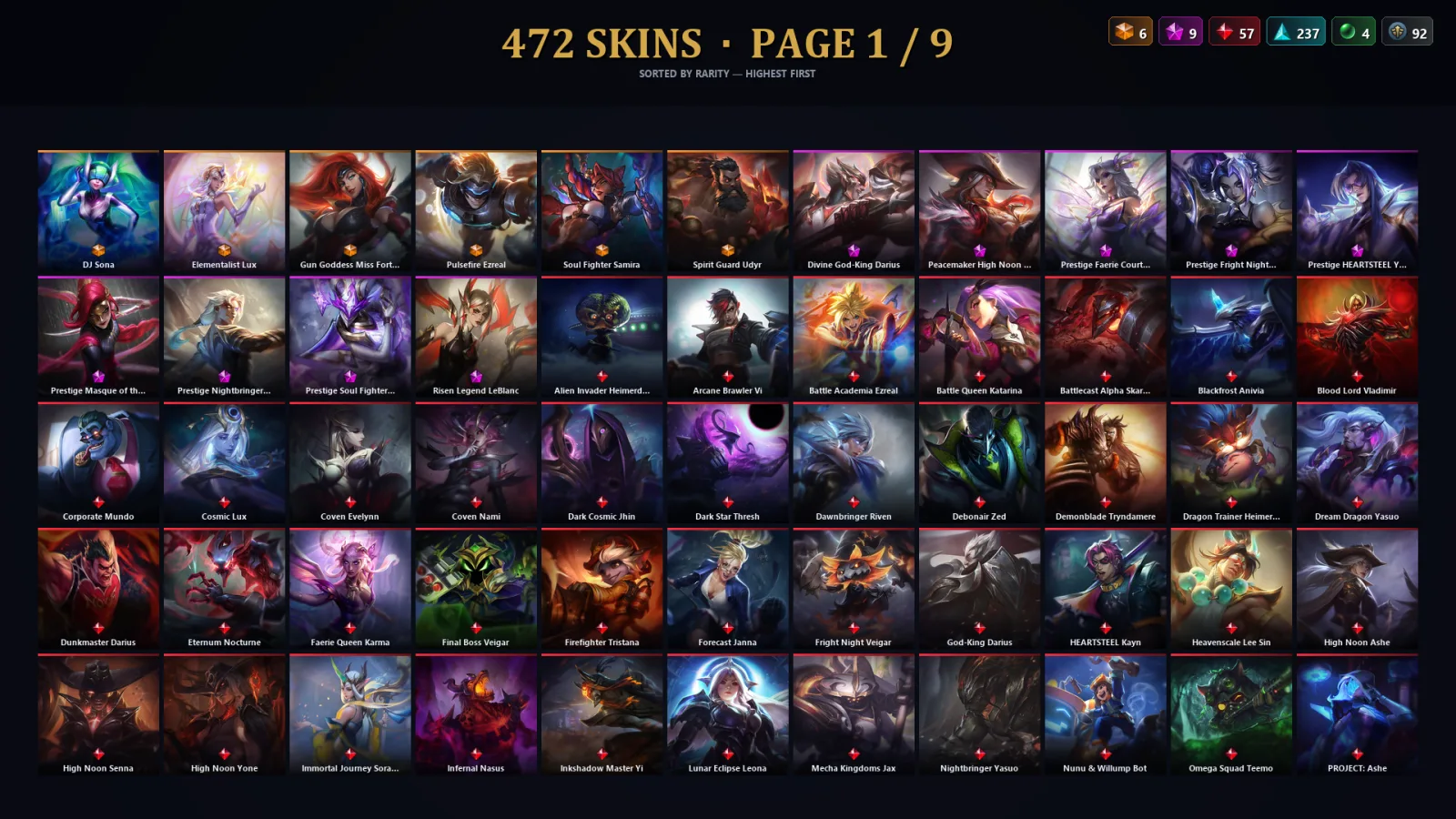 [LoL] | EUW | Level 440 | 173 Champions | 472 Skins | 33,905 BE