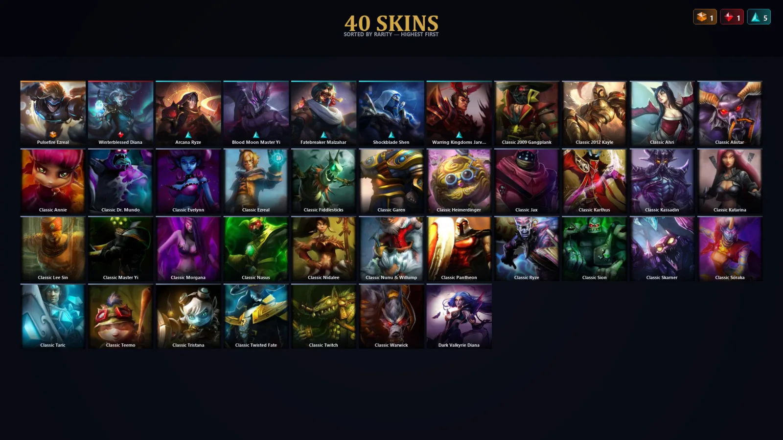 [LoL] | TR | Level 47 | Gold III | 54 Champions | 8 Skins | 17,595 BE