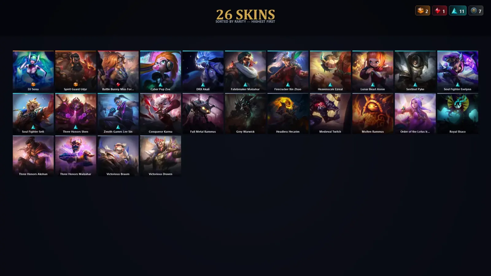 [LoL] | TR | Level 141 | Gold I | 168 Champions | 26 Skins | 11,147 BE — LoL account