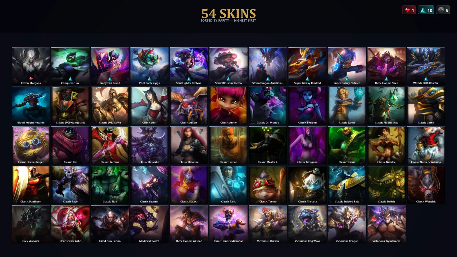 [LoL] | EUW | Level 53 | Diamond III | 99 Champions | 54 Skins