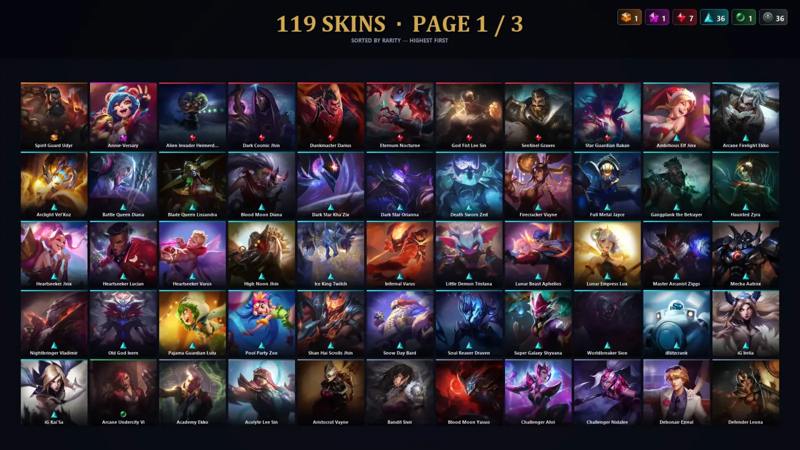 [LoL] | EUW | Level 261 | Bronze IV | 171 Champions | 119 Skins | 33,044 BE — LoL account