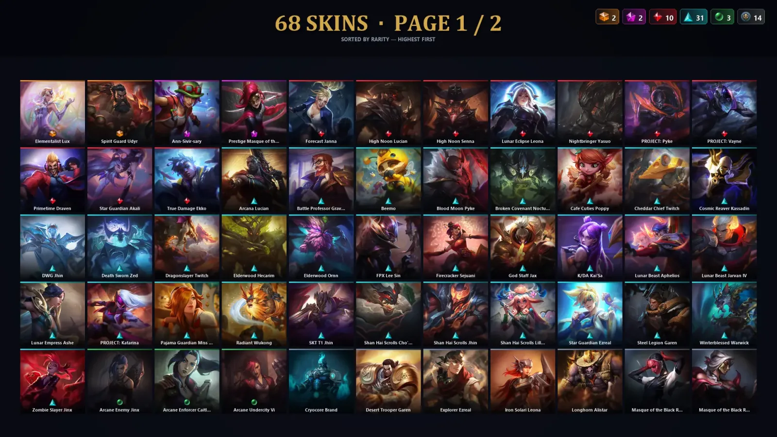 [LoL] | TR | Level 130 | 97 Champions | 68 Skins | 25,418 BE