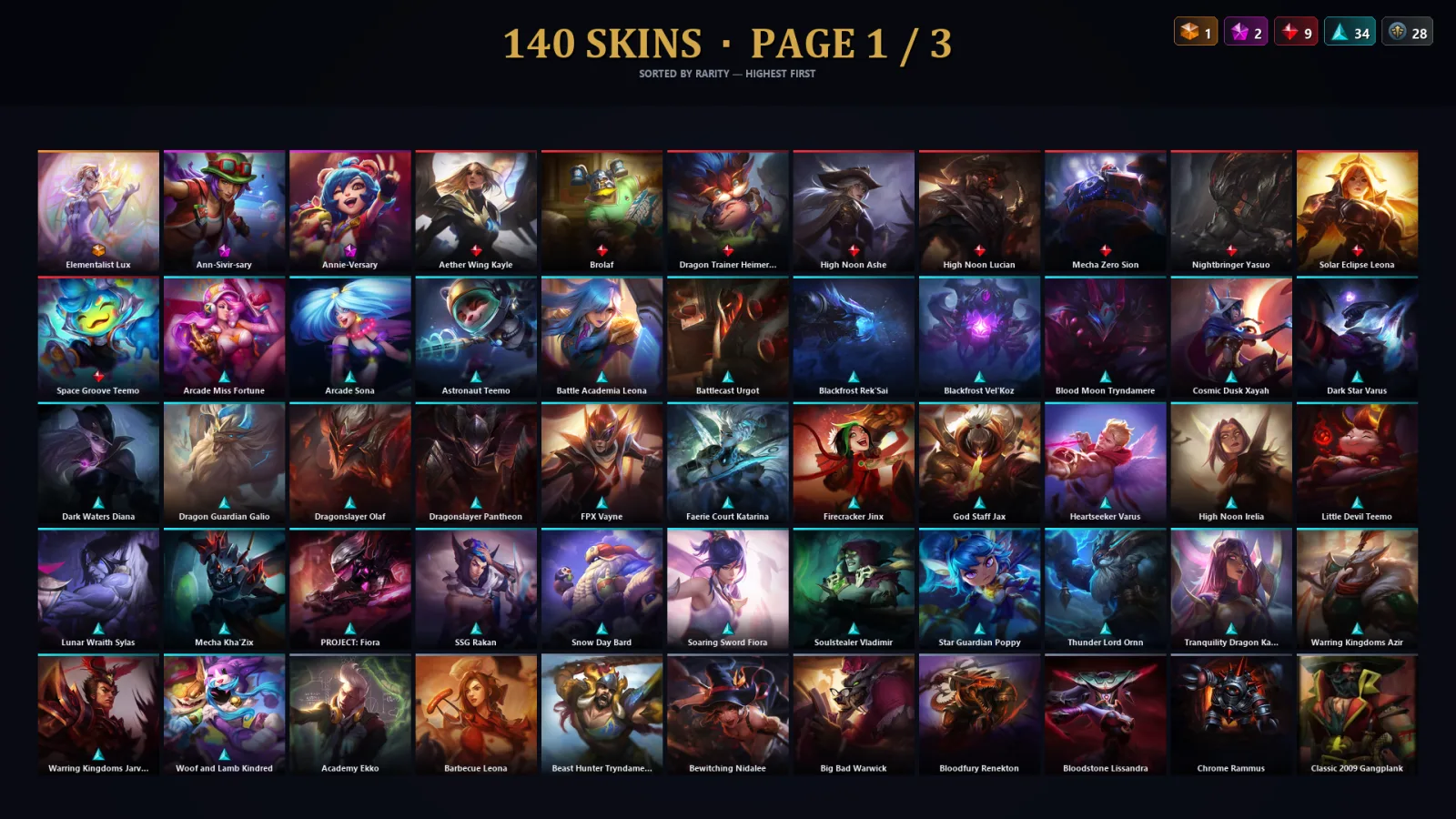 [LoL] | TR | Level 355 | Gold IV | 172 Champions | 140 Skins | 93,129 BE