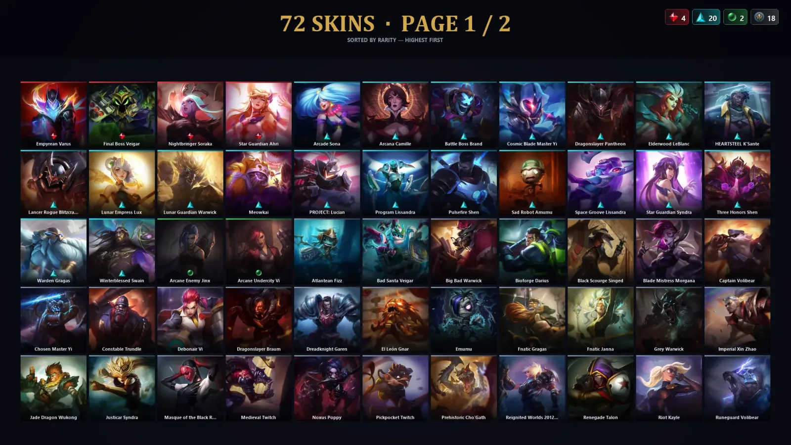 [LoL] | EUW | Level 176 | Emerald III | 165 Champions | 72 Skins | 14,863 BE — LoL account