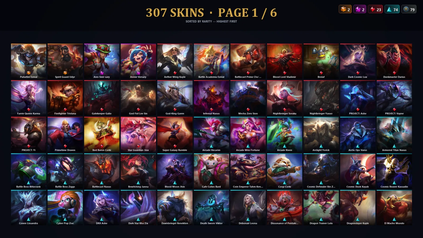 [LoL] | NA | Level 316 | 170 Champions | 275 Skins | 12,916 BE